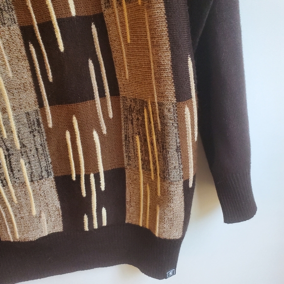 STACEY ADAMS MEN'S VINTAGE SWEATER BROWN/BEIGE QUARTER ZIP FRONT SIZE XXL - Picture 3 of 10
